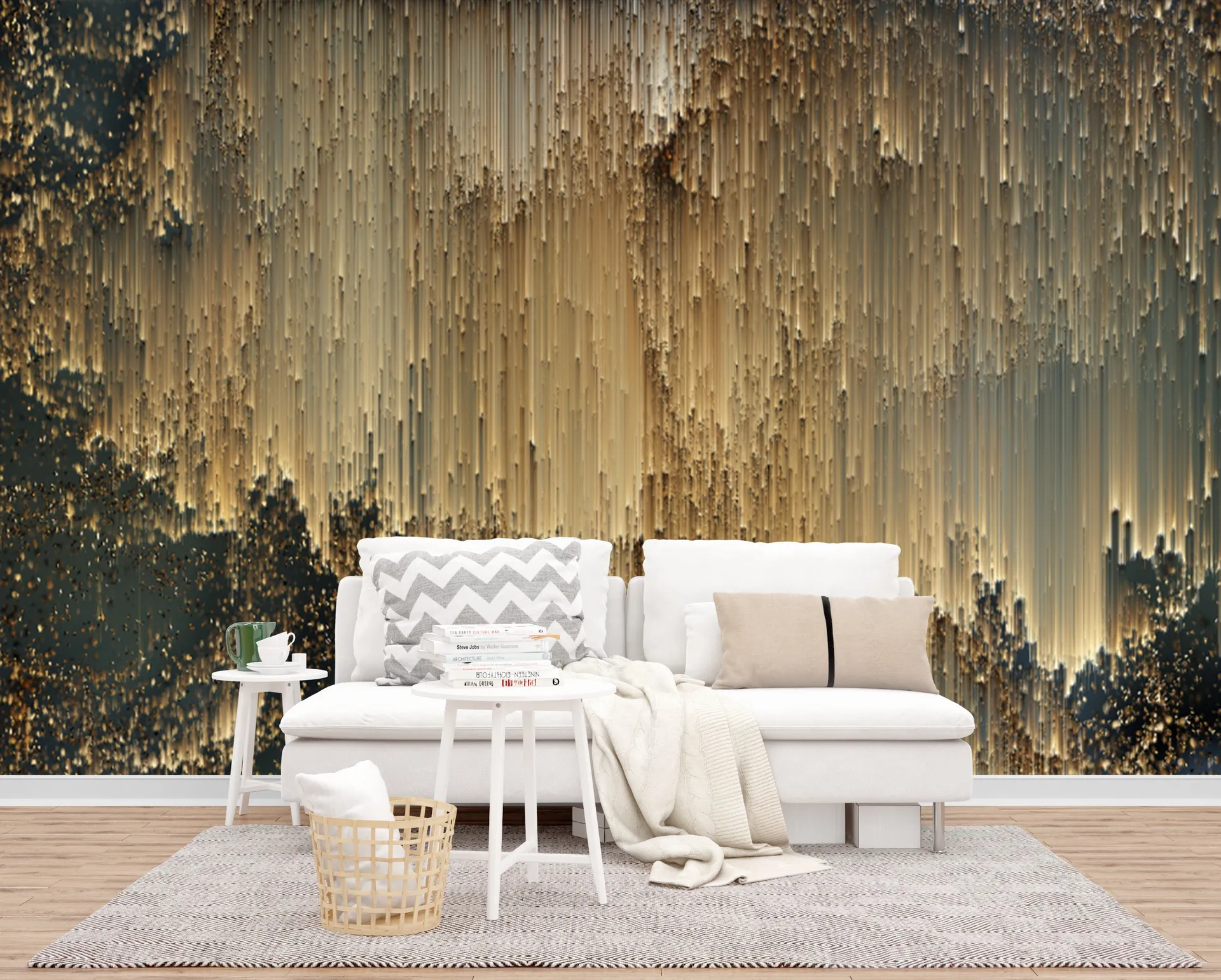 Papel de Parede Listrado Dourado